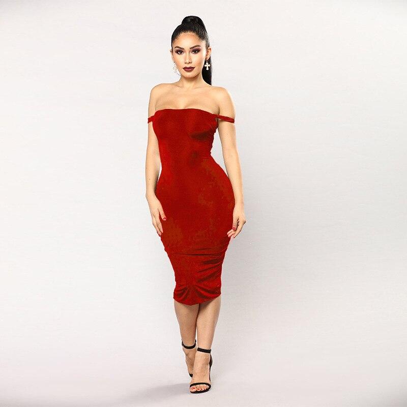 Bodycon Pencil Dress For Women Sexy Strap Sundress Red Blue Black Party Dresses African Clothing 2020 Summer Vestidos Mujer