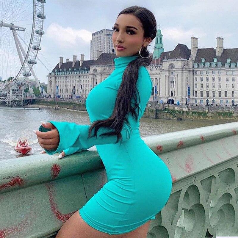 Mini Dress For Women Bodycon Dresses Long Sleeve High Neck Vestidos Mujer De Festa 2020 Spring African Clothing Fairy Dreams