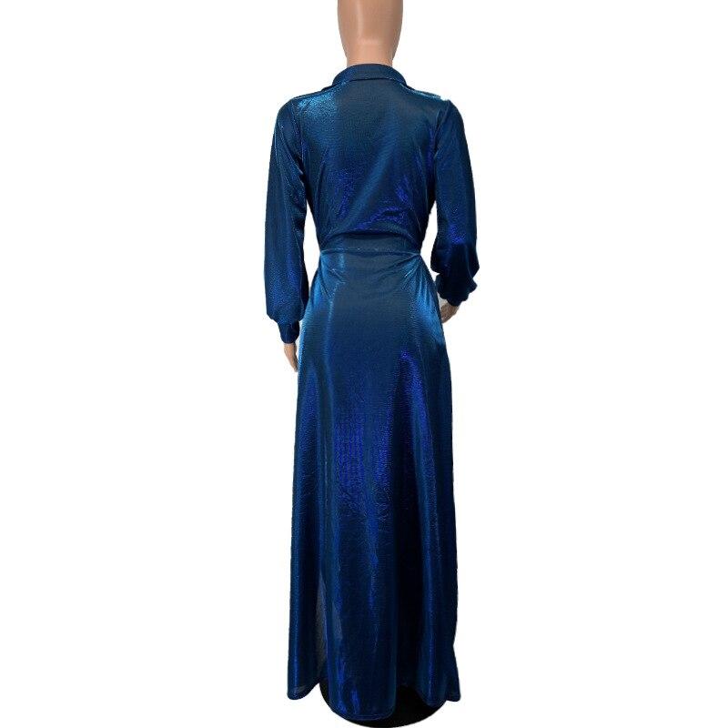 African Dresses For Women Split V Neck Sexy Party Dress Long Tunic Night Club Long Sleeve Pleated Maxi Dresses Africa Clothing