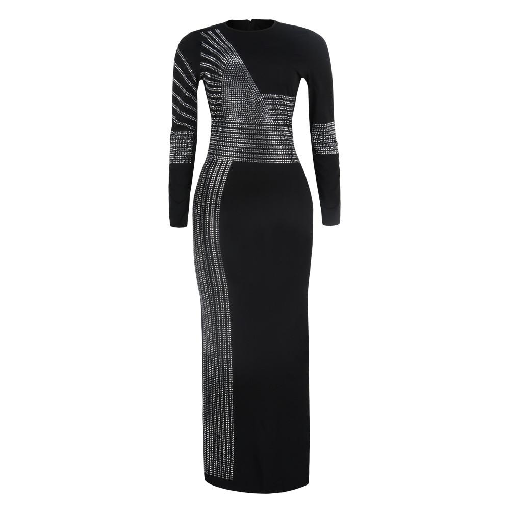 African Maxi Dresses For Women 2020 Black African Long Dress Sequins O-Neck Long Sleeves Daily Dress Evening Dress Party Dress