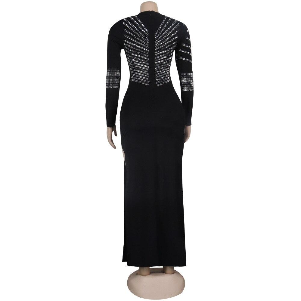 African Maxi Dresses For Women 2020 Black African Long Dress Sequins O-Neck Long Sleeves Daily Dress Evening Dress Party Dress