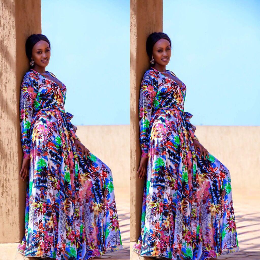 African Dresses For Women Fashion Print Maxi Dress Deep-V Fashion Robe Vintage Autumn Female African Elegant Party Long Dresses