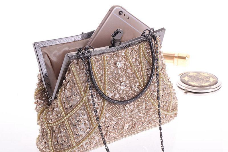 2019 luxury handbags female retro beads sequins evening gift bag wallet wedding party banquet handmade beaded evening bag