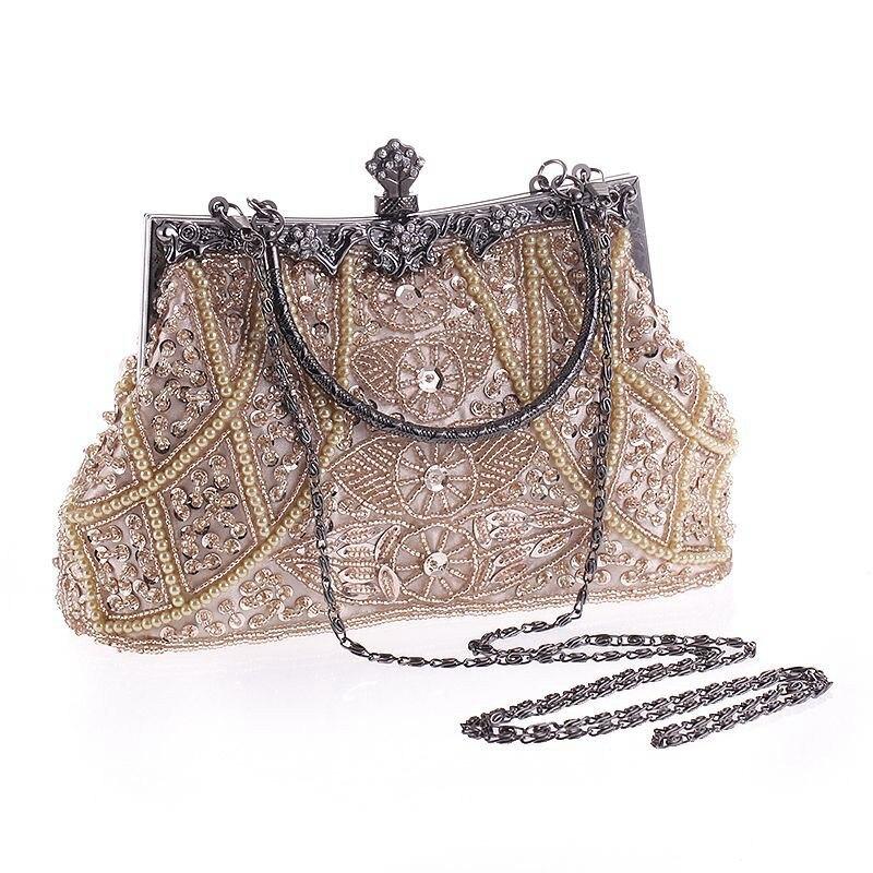 2019 luxury handbags female retro beads sequins evening gift bag wallet wedding party banquet handmade beaded evening bag