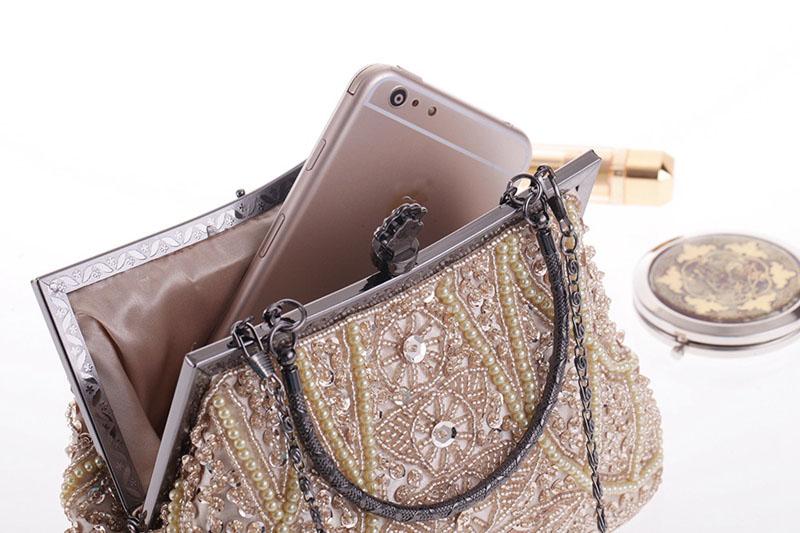 2019 luxury handbags female retro beads sequins evening gift bag wallet wedding party banquet handmade beaded evening bag