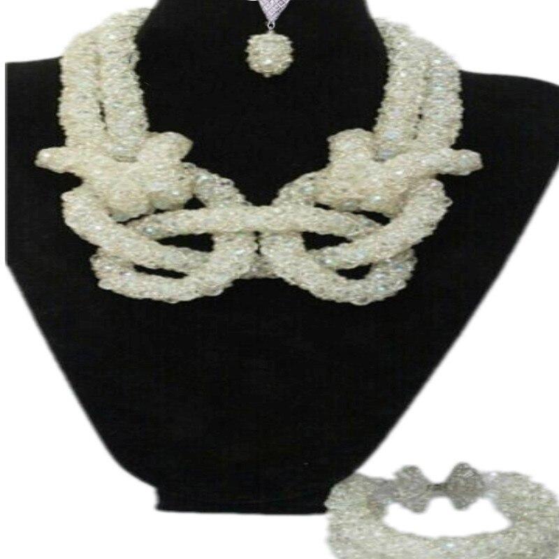 4ujewelry African Edo Traditional Bridal Jewelry Sets 100% Nature White Coral Necklace Set With Gold Blining Flower Bellow 2019