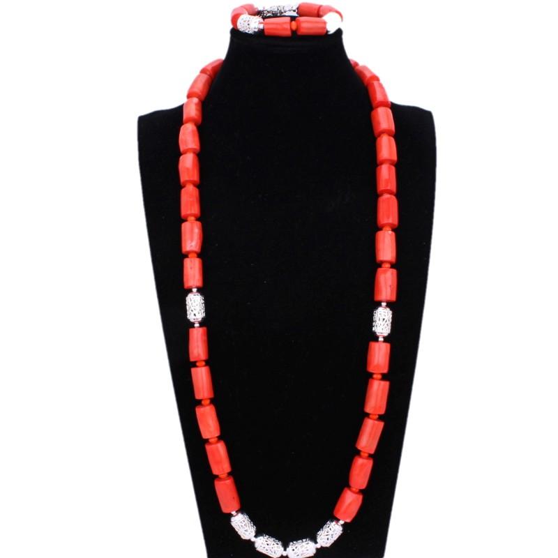 4ujewelry African Edo Traditional Bridal Jewelry Sets 100% Nature White Coral Necklace Set With Gold Blining Flower Bellow 2019