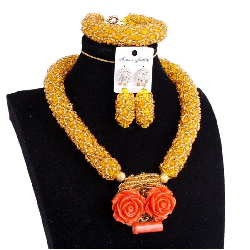 Dudo Jewelry African Nigerian Beads Dubai Wedding Jewelry Sets For Women Red Gold Bold Balls Bridal Necklace Jewellery Set 2018