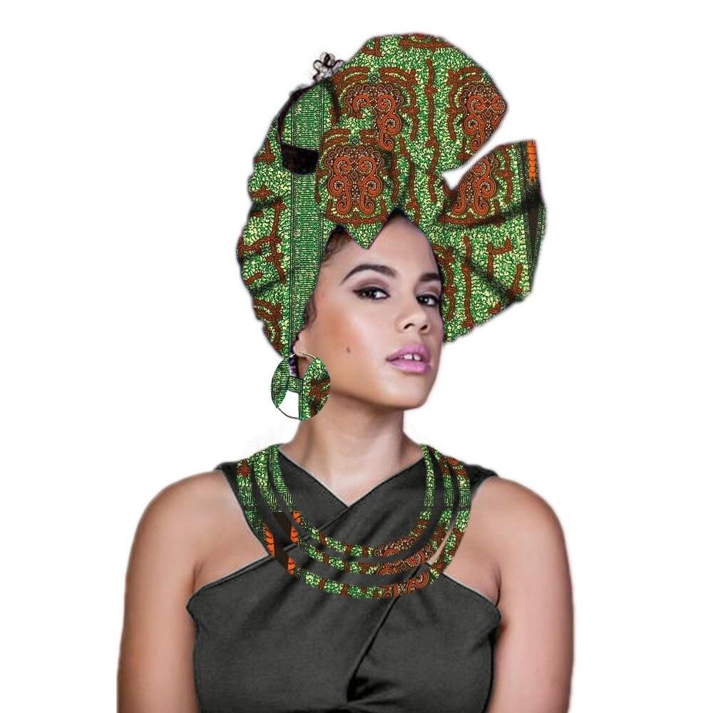 African headwrap nigerian headtie ankara head wrap fashion print wax women turban with earrings