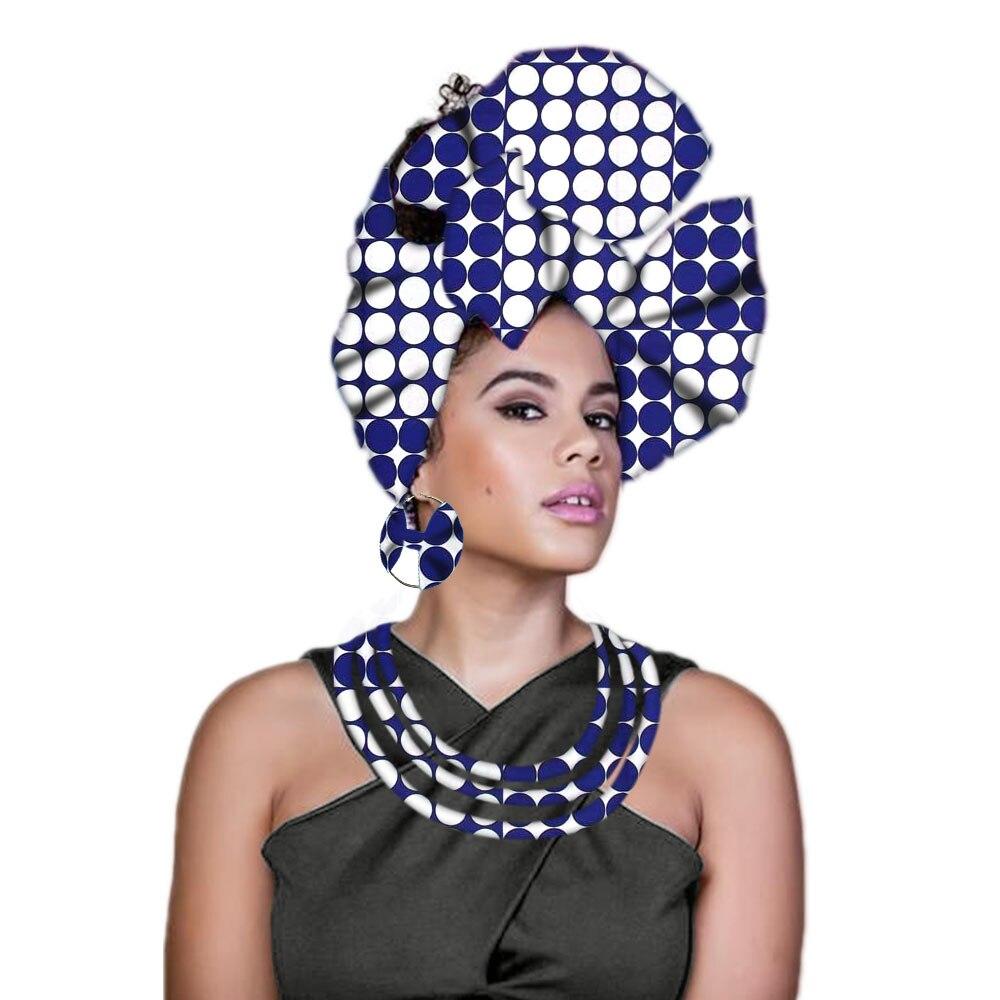 African headwrap nigerian headtie ankara head wrap fashion print wax women turban with earrings