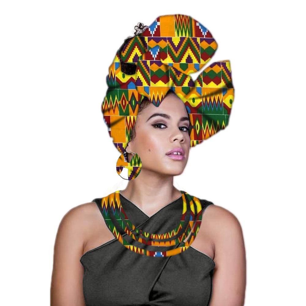 African headwrap nigerian headtie ankara head wrap fashion print wax women turban with earrings