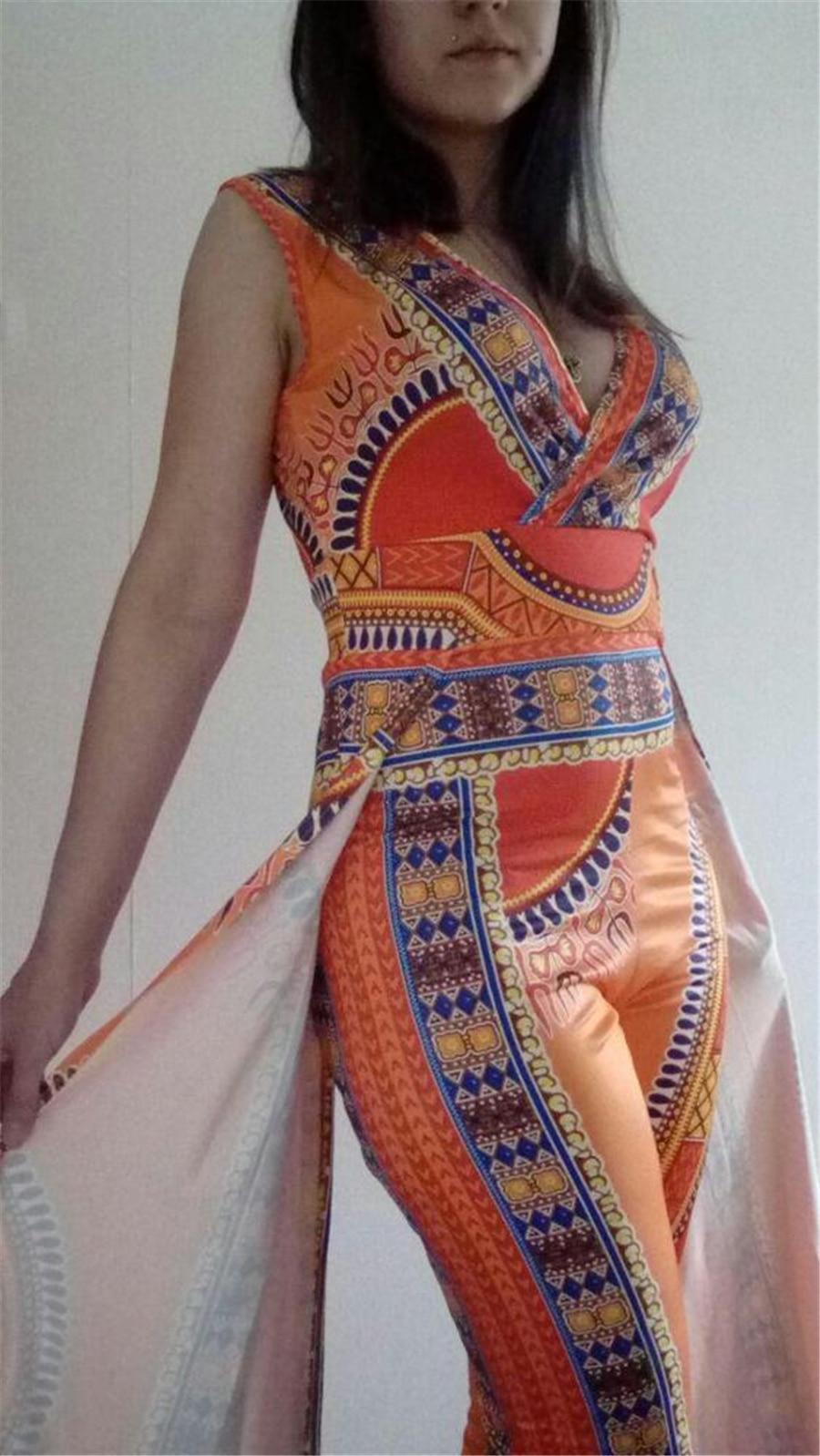 BAIBAZIN African Dresses for Women's Explosion Models Fashion Autumn Positioning Printing Orange Ethnic Pants