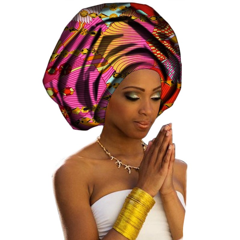 Africa Cotton Wax Print Bandana Hair Band Women Headwrap Scarf Dashiki Cap Turban Bazin Riche Ankara Wedding Party Long Tail Hat