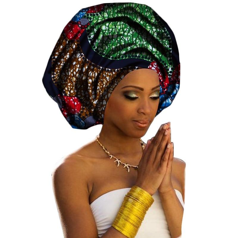 Africa Cotton Wax Print Bandana Hair Band Women Headwrap Scarf Dashiki Cap Turban Bazin Riche Ankara Wedding Party Long Tail Hat