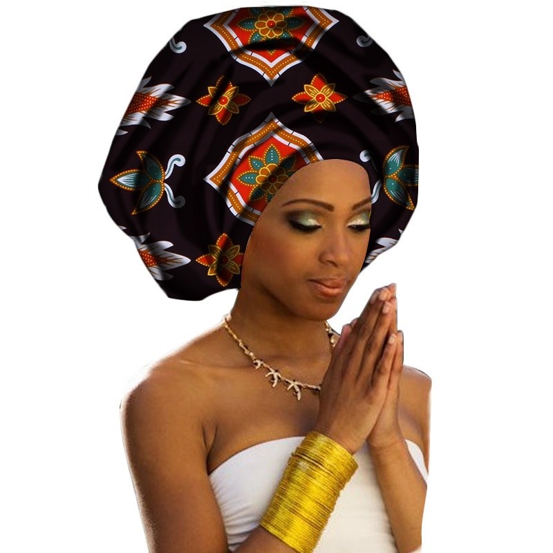 Africa Cotton Wax Print Bandana Hair Band Women Headwrap Scarf Dashiki Cap Turban Bazin Riche Ankara Wedding Party Long Tail Hat