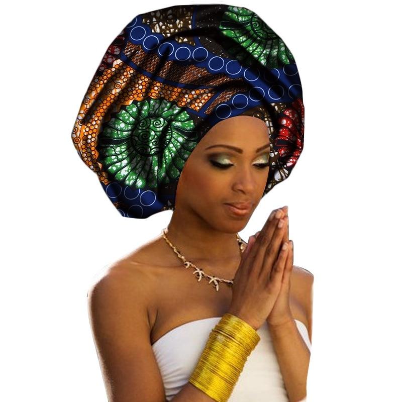 Africa Cotton Wax Print Bandana Hair Band Women Headwrap Scarf Dashiki Cap Turban Bazin Riche Ankara Wedding Party Long Tail Hat