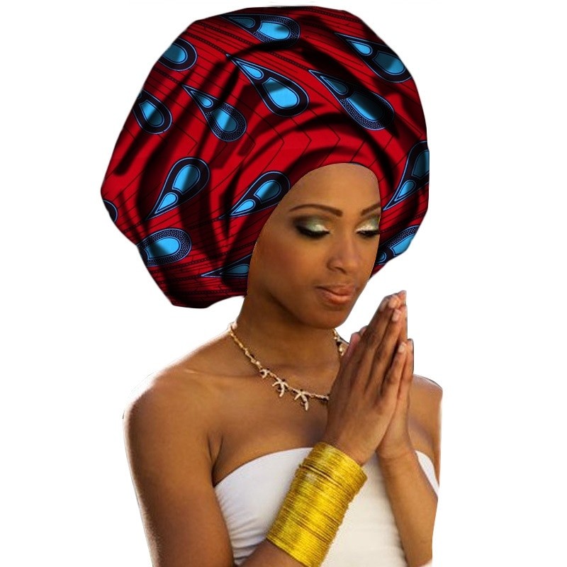 Africa Cotton Wax Print Bandana Hair Band Women Headwrap Scarf Dashiki Cap Turban Bazin Riche Ankara Wedding Party Long Tail Hat