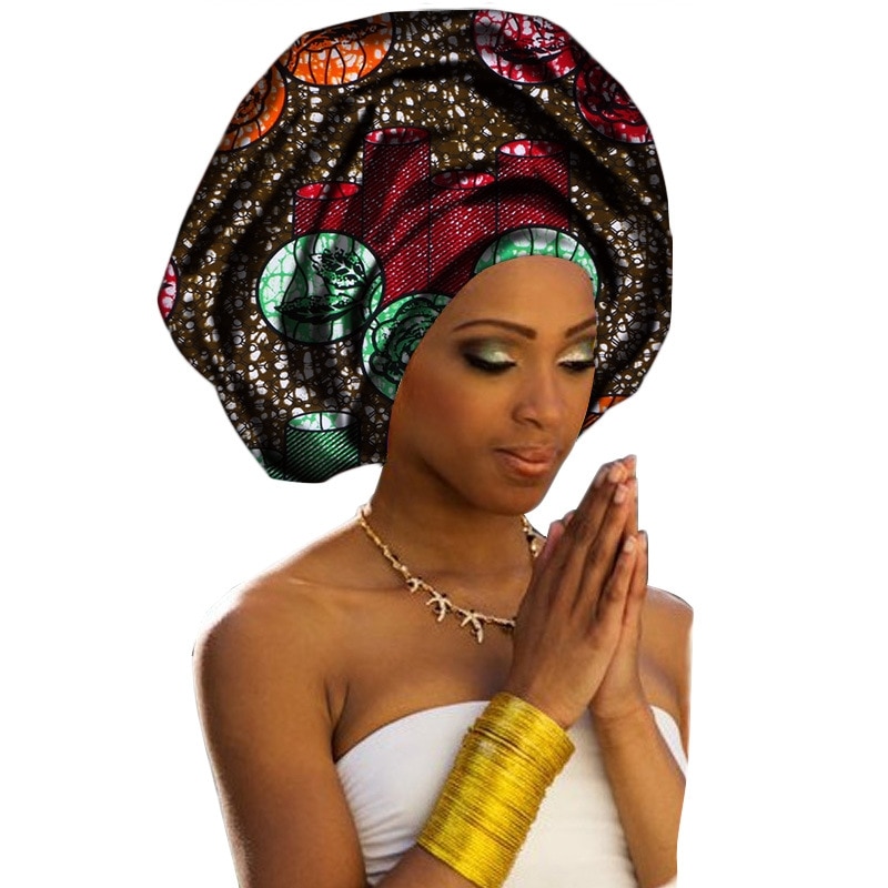 Africa Cotton Wax Print Bandana Hair Band Women Headwrap Scarf Dashiki Cap Turban Bazin Riche Ankara Wedding Party Long Tail Hat