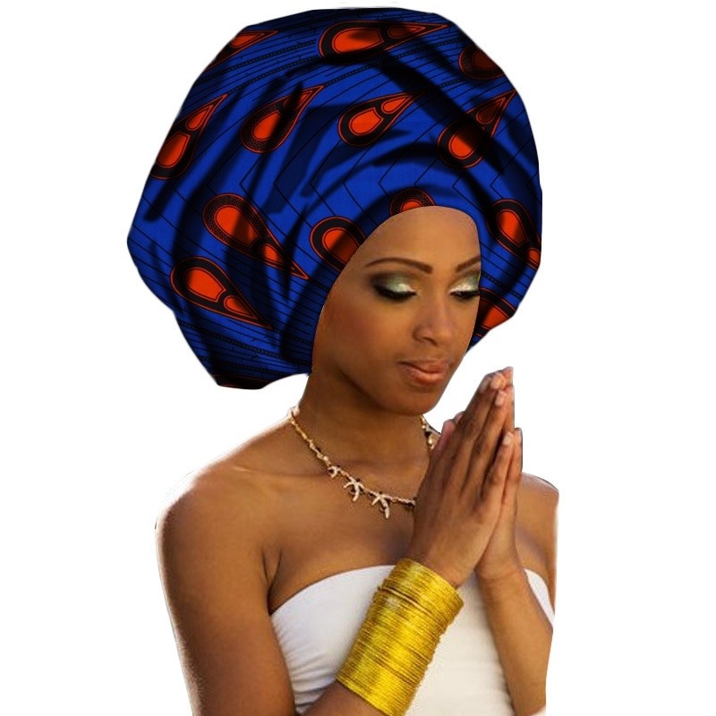 Africa Cotton Wax Print Bandana Hair Band Women Headwrap Scarf Dashiki Cap Turban Bazin Riche Ankara Wedding Party Long Tail Hat