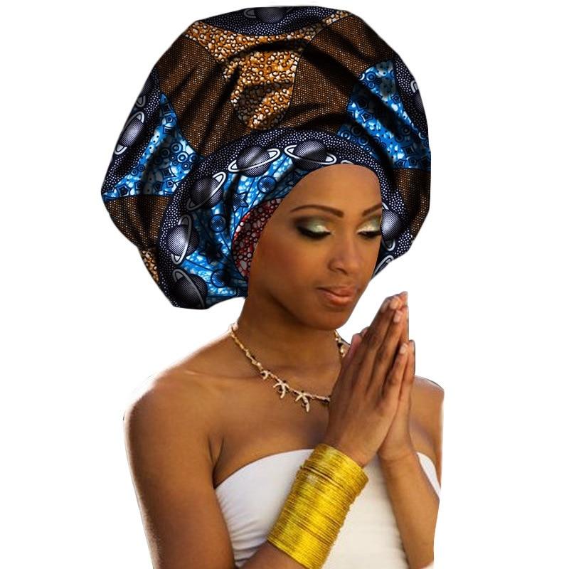 Africa Cotton Wax Print Bandana Hair Band Women Headwrap Scarf Dashiki Cap Turban Bazin Riche Ankara Wedding Party Long Tail Hat