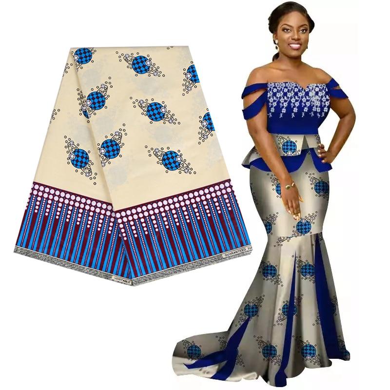 2020 Best quality Africa Ankara printing wax real dutch wax new Bazin fabric pure cotton sewing material for dress 6yards tissu