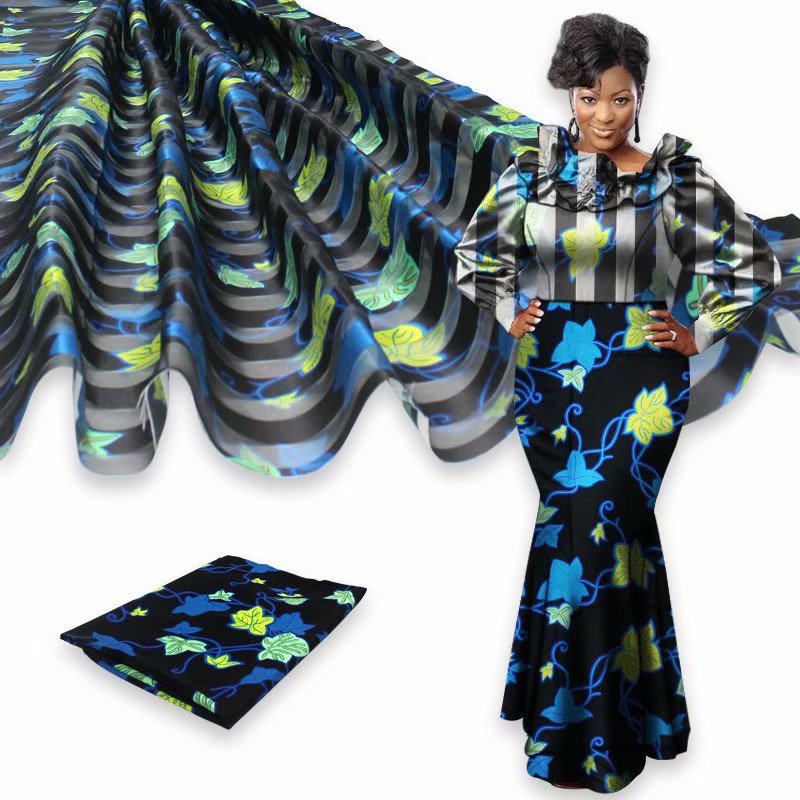 4 yards organza matching 2 yards ribbon silk african print ankara design for women dress