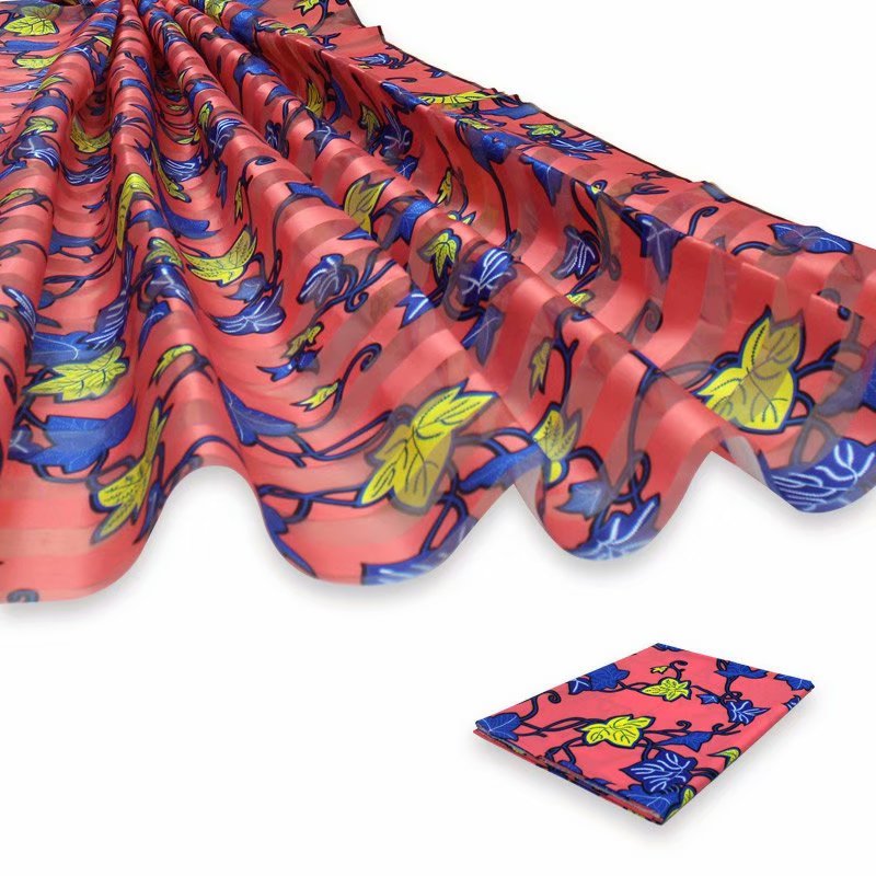 4 yards organza matching 2 yards ribbon silk african print ankara design for women dress