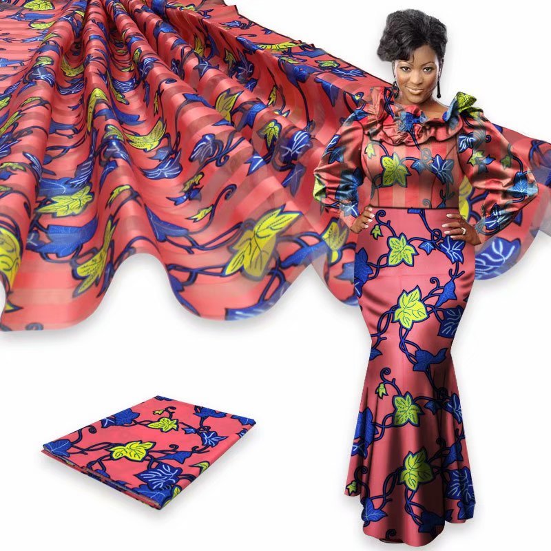 4 yards organza matching 2 yards ribbon silk african print ankara design for women dress