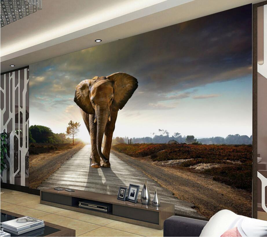 beibehang Custom Elephant Papel De Parede 3D flooring Wall Mural Wall paper Mural Paintings Living Room wallpaper for walls 3 d