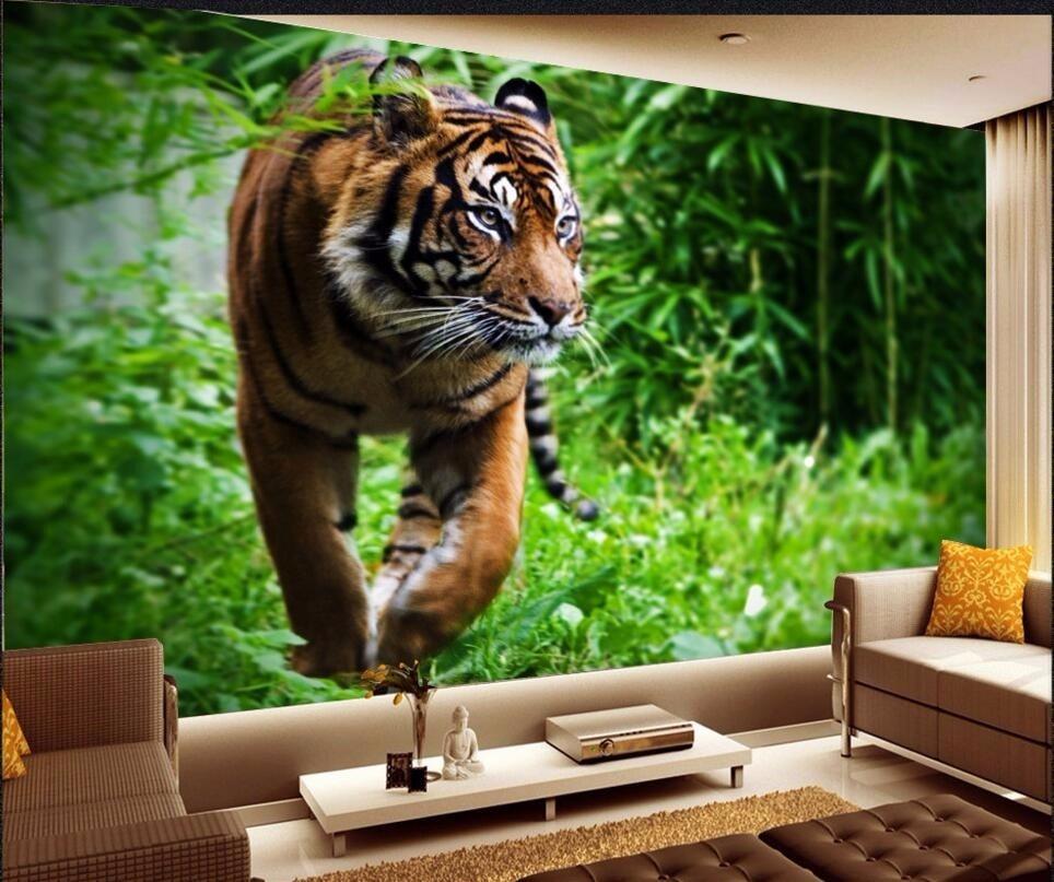 beibehang Custom photo wallpaper Tiger jungle foraging mighty king of beasts background large mural 3d wall wallpaper
