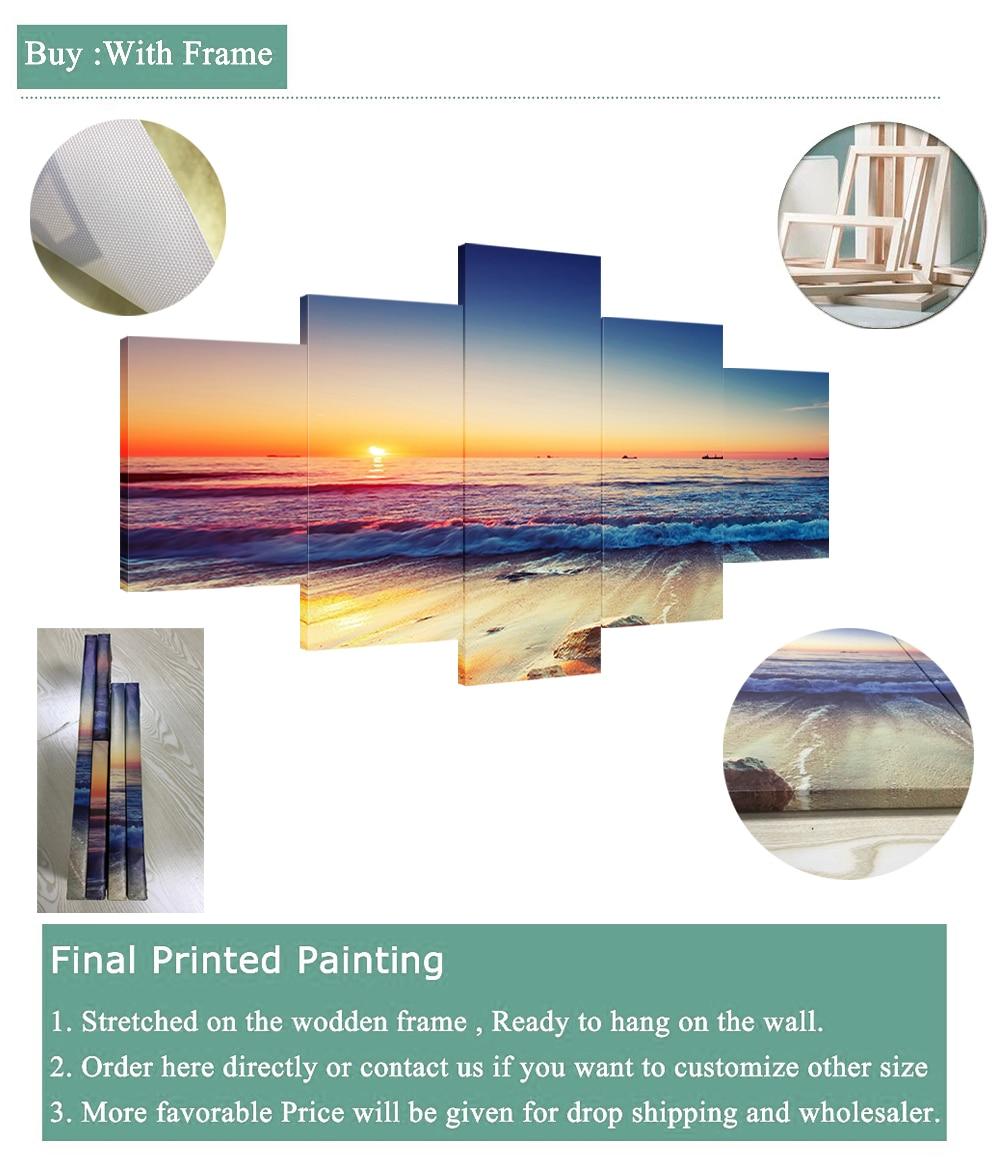 HD Print Painting Modular Pictures Canvas 5 Panel Beautiful Sunrise Natural Landscape Posters Tableau Wall Art Home Decor Modern