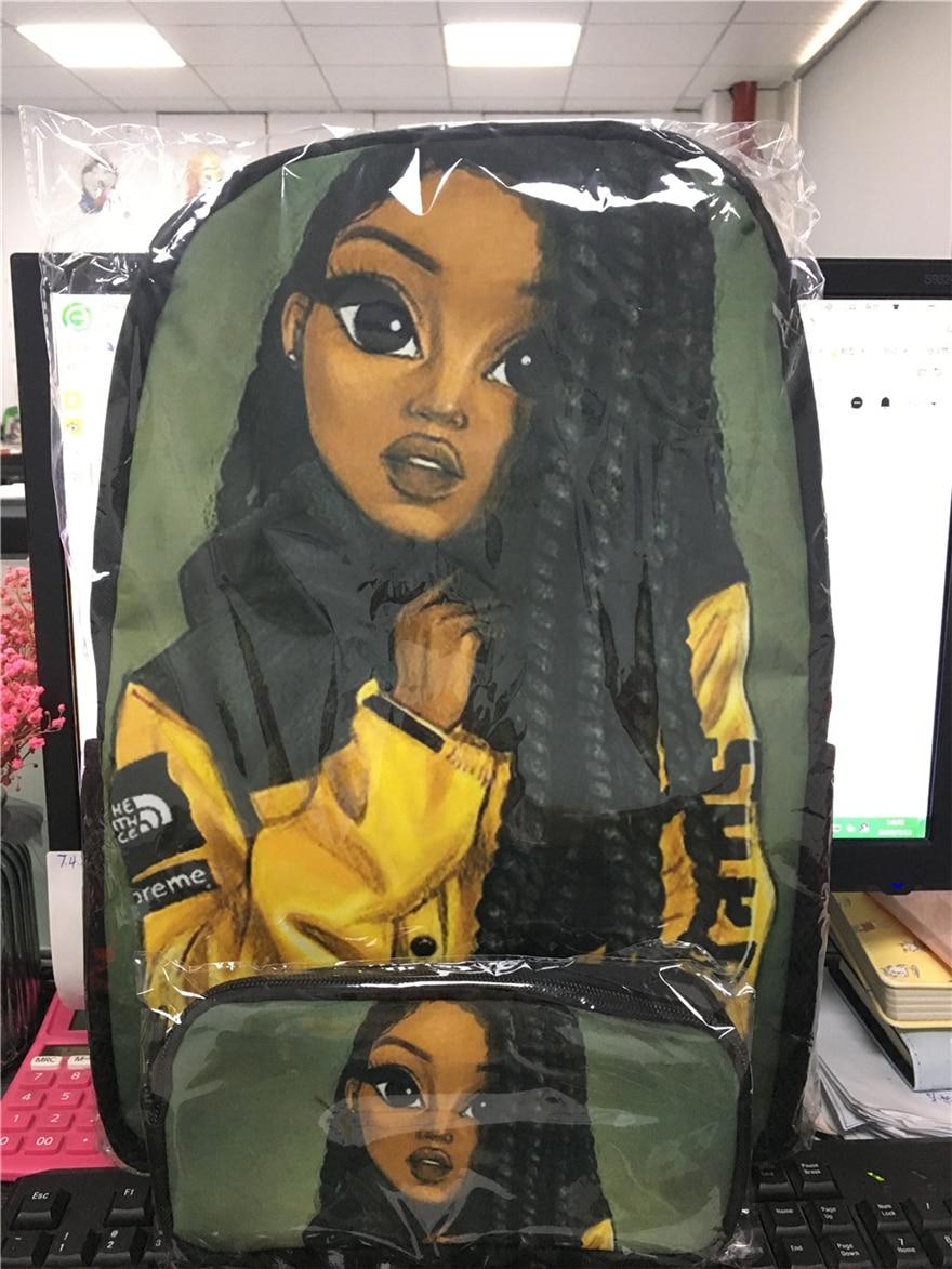 WHEREISART African Black Queen Girl Backpack Children School Bags For Girls Canvas SchoolBag Fashion Kids Backpacks Cute Mochila