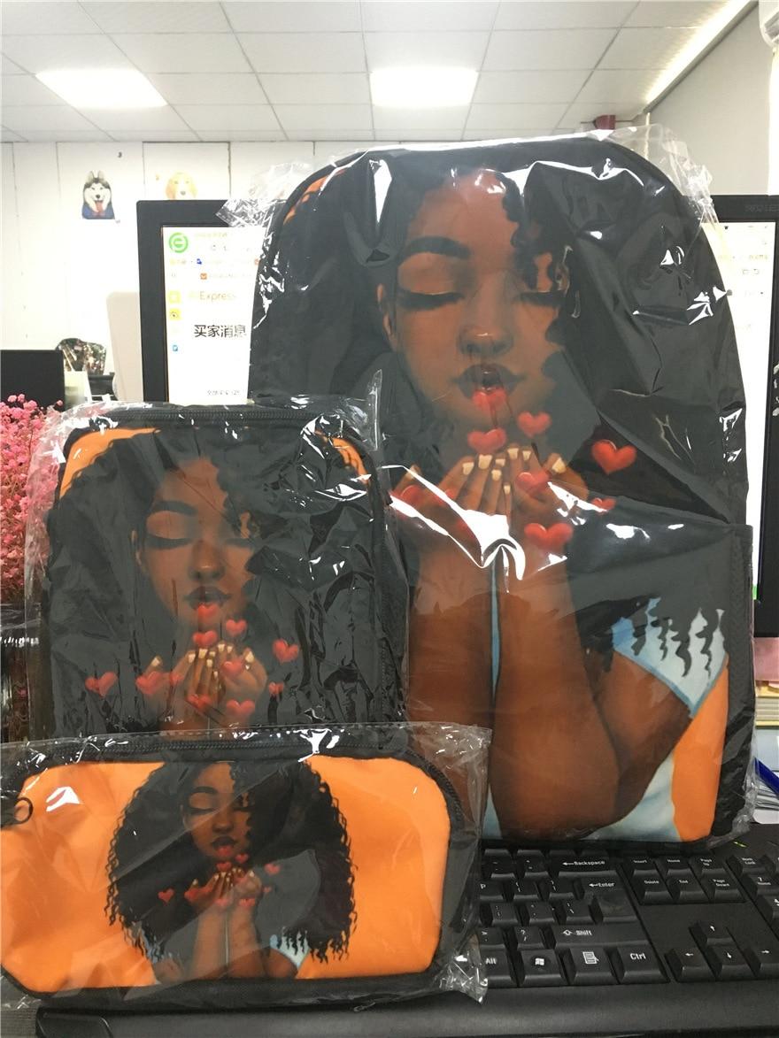 WHEREISART African Black Queen Girl Backpack Children School Bags For Girls Canvas SchoolBag Fashion Kids Backpacks Cute Mochila