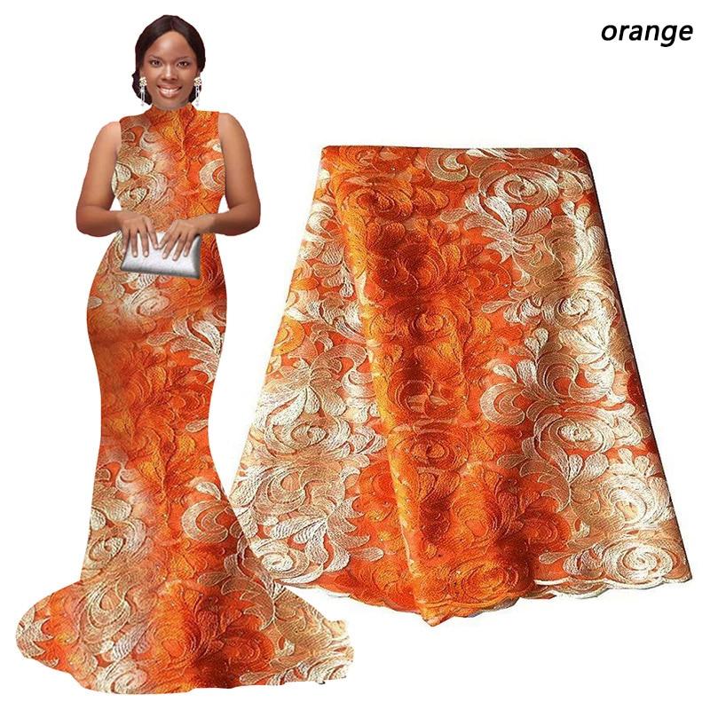 Latest African Laces Royal Blue Pink Gold Cream Orange Africa Nigerian Wedding Lace New French Tulle Net Lace Fabric High Qualit