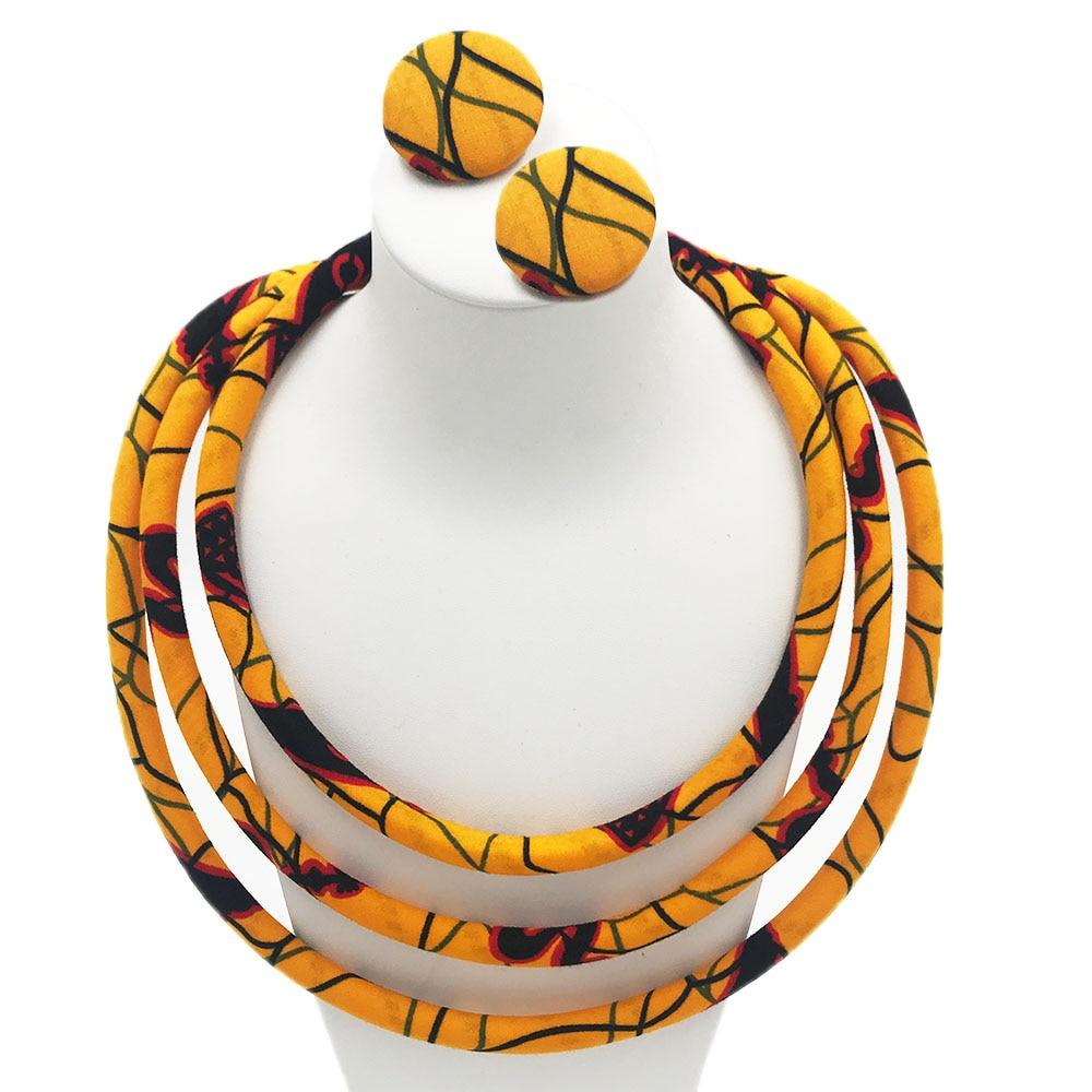 Women necklace earring set African print wax fabric necklace earrings jewelry Ankara jewelry