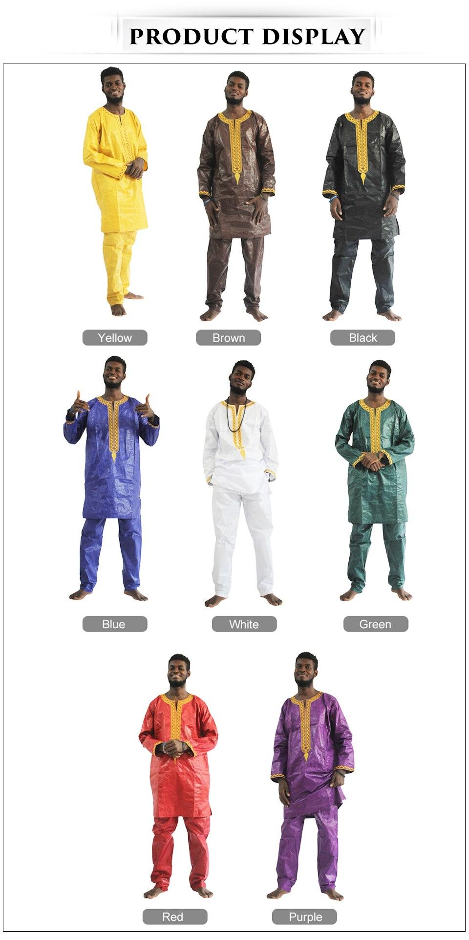 H&D african clothes for men dashiki fabric suits mens bazin riche clothing africa dresses male men tops shirts pants set 2 pcs