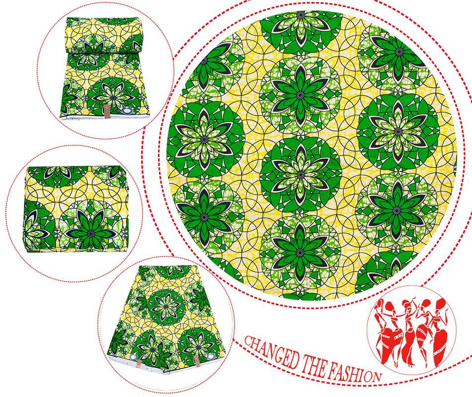 XIAOHUAGUA African Fabric Green Polyester Ankara Traditional Batik High Quality Sewing Women's Party Dresses FP6420