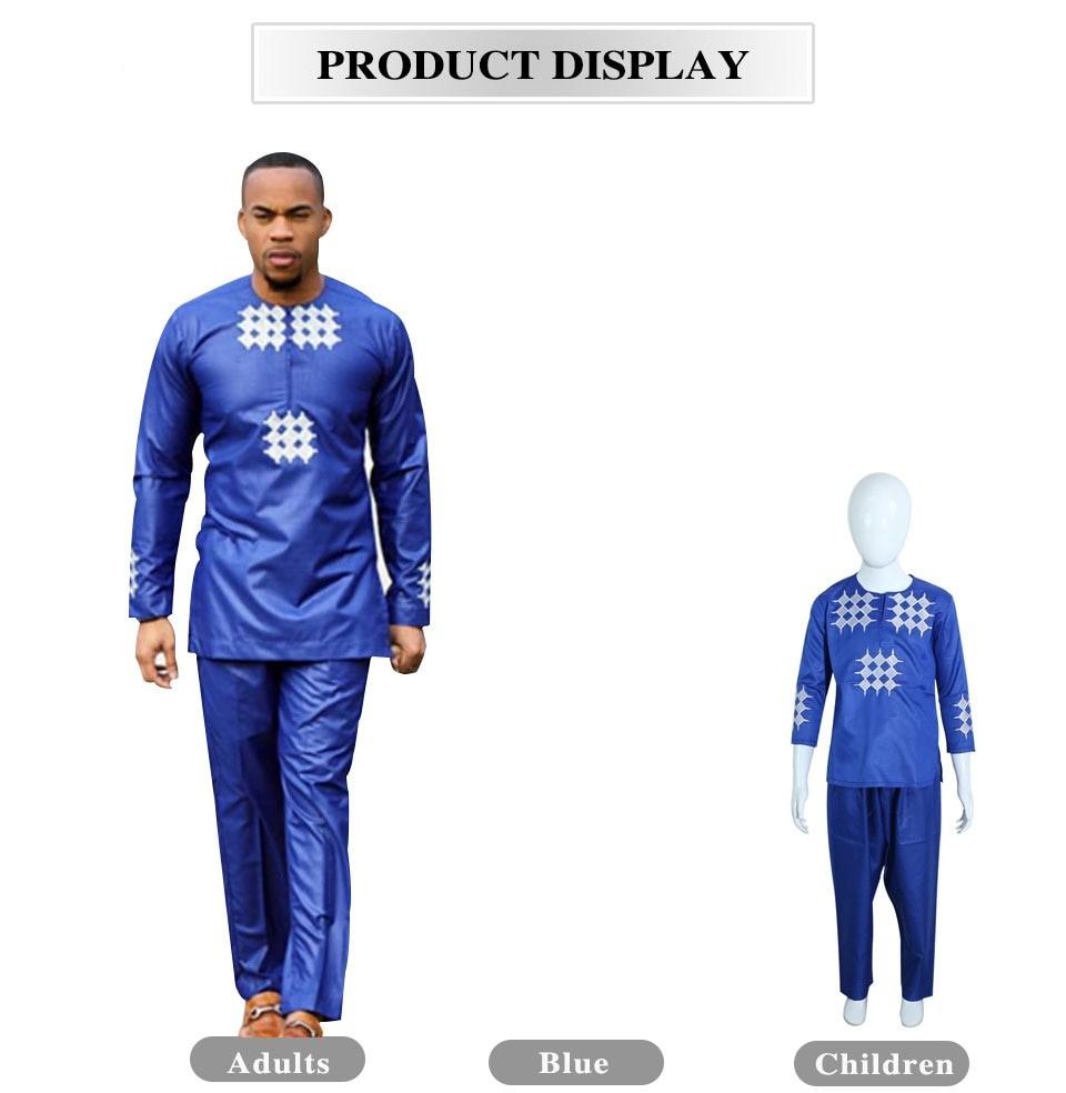 H&D african men kid boy clothing 2019 mens dashiki shirt africa bazin riche outfit clothes tops pant suits vetement africain