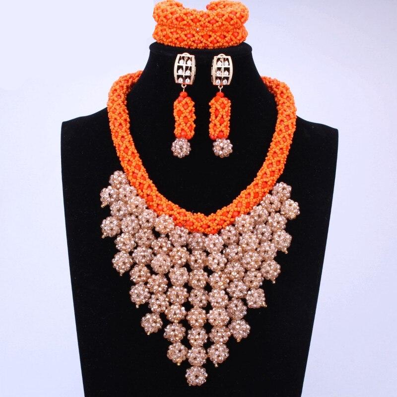 Romantic Gold And White Costume Jewelry Set Long Design Nigerian African Wedding Beads Jewelry Set Sexy Beads For Brides 2017