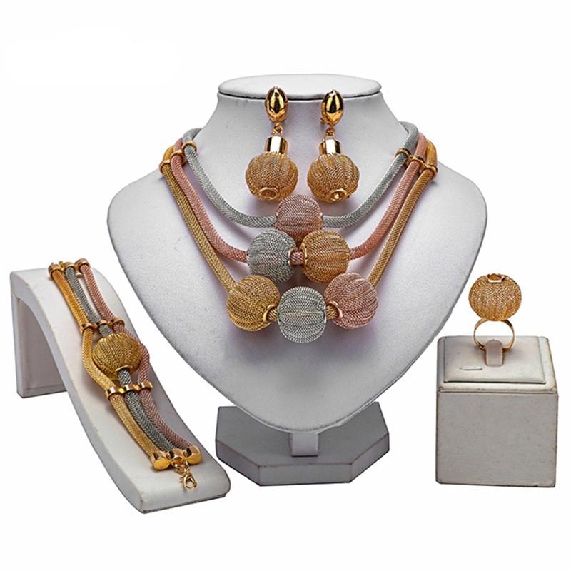 Fani Exquisite Dubai Gold Colorful Jewelry Set Nigerian Wedding woman accessories jewelry set African Beads costume Jewelry Set