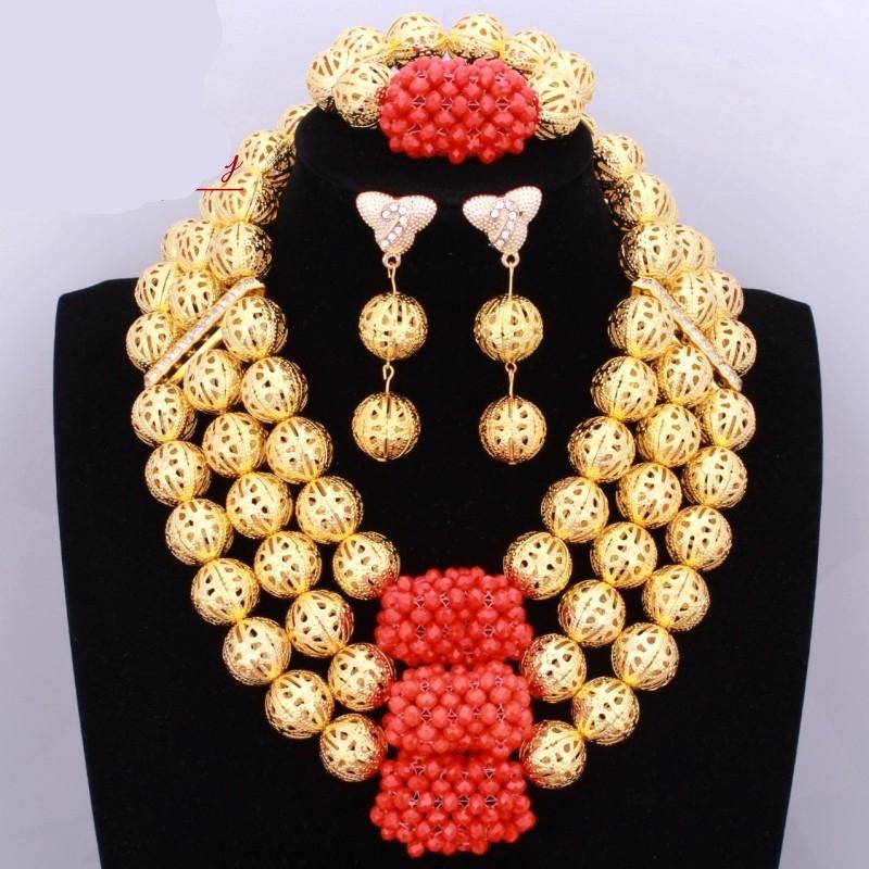 Dudo Luxury Multi Layers Bridal Jewelry Set African Genunine Coral Beads Nigerian Wedding Jewelry Set Big Celebrity Party Gift