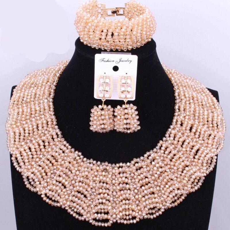 Red Coral Nigerian African Bride Wedding Beads Jewelry Set Plated Gold Jewellery set 4 Layers Necklace Bracelet earring jewelry