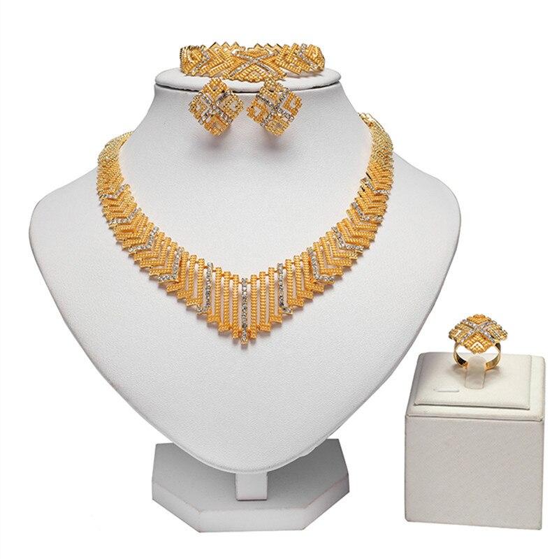 Fani Fashion African Beads Jewelry Set Wholesale Dubai Gold Jewelry set Nigeria woman India Cubic Zirconia Bridal Jewelry Sets