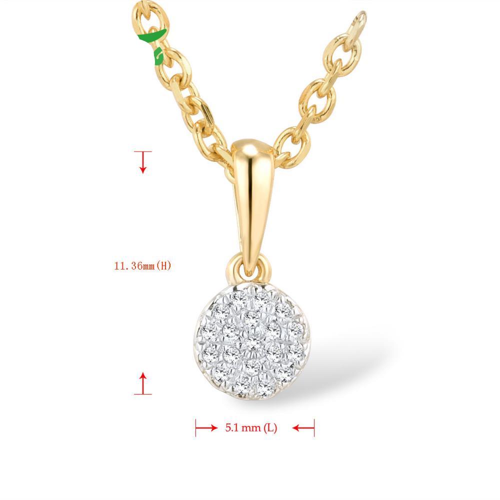 VISTOSO Gold Pendants For Women Authentic 14K 585 Yellow Gold Small Round Circle Sparkling Diamond Necklace Pendant Fine Jewelry