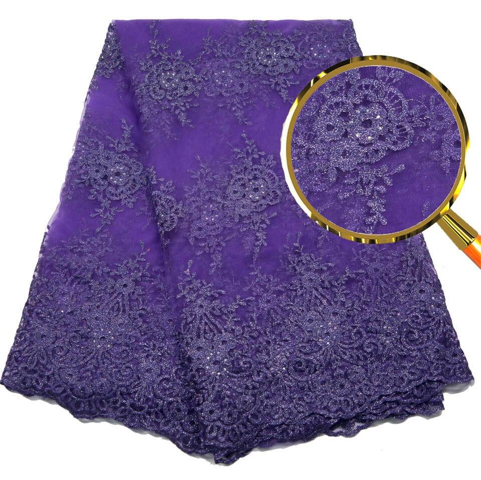 African Lace Fabric 2019 High Quality Lace Lilac Nigerian Tissu Africain Guipure Embroidery French Tulle Lace Fabric A19B6