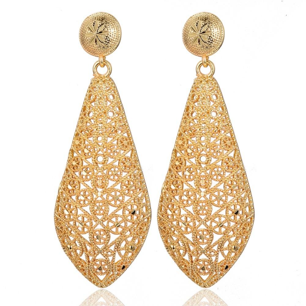 Wando Fashion Dubai jewelry hollow Street Style Gold colour France Earrings For Women Punk Party Earrings for Women/Girl E82