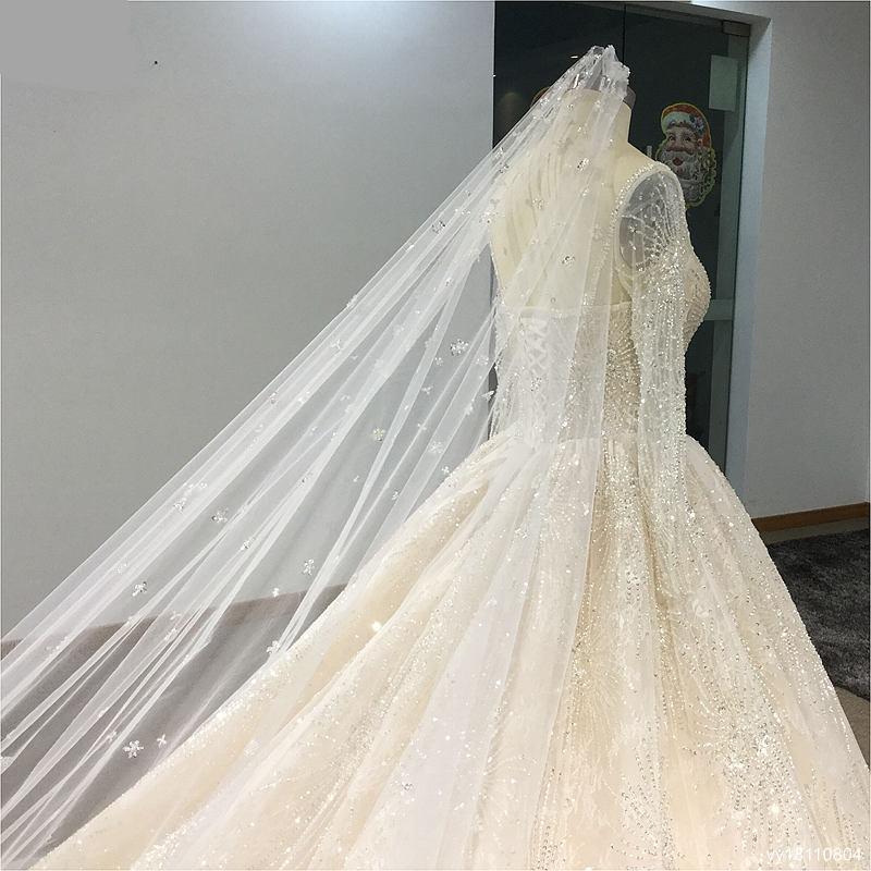 YYbride New Desgin Luxury beads Crystals Wedding Gown Sweetheart Off the Shoulder Princess Cathedral/Royal Train Wedding Dresses