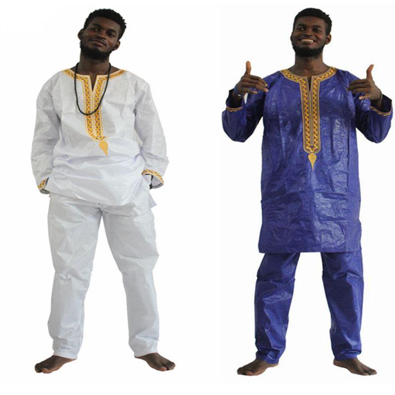 H&D african clothes for men dashiki fabric suits mens bazin riche clothing africa dresses male men tops shirts pants set 2 pcs