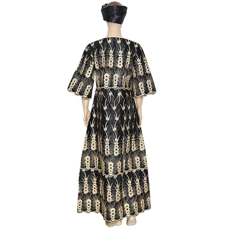 H&D Bazin Riche Dashiki Dress South Africa Ladies Ankara Dresses Gold Black Embroidery Robes Africaines 2020 Nigerian Wedding