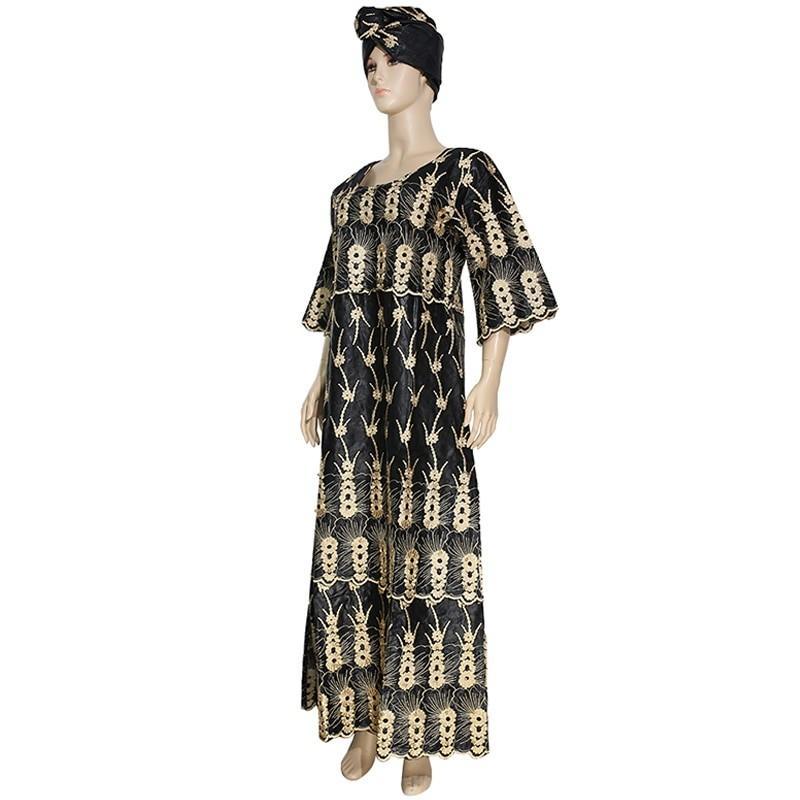 H&D Bazin Riche Dashiki Dress South Africa Ladies Ankara Dresses Gold Black Embroidery Robes Africaines 2020 Nigerian Wedding